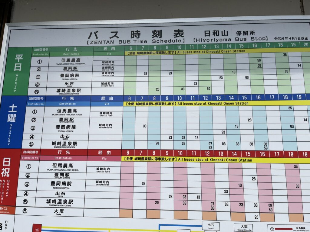 城崎温泉駅行きバス時刻表